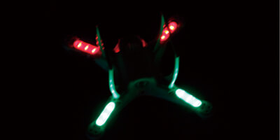 High intensity LED lights, to aid orientation during flight